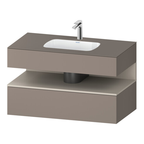 Duravit Set meuble lavabo encastré Qatego 100x55x60 cm, taupe avec meuble bas, console