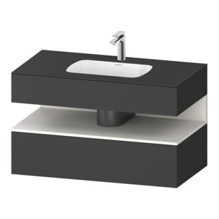Duravit Set meuble lavabo encastré Qatego 100x55x60cm, blanc avec miroir, console sous-lavabo