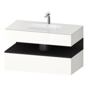 Duravit Set meuble lavabo encastré Qatego 100x55x60cm, gris m/blanc hgl, console