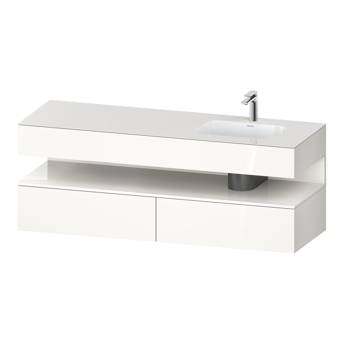 Duravit Set meuble lavabo encastré Qatego 160x50x60 cm, Kon-WTU, B, B droite, blanc brillant