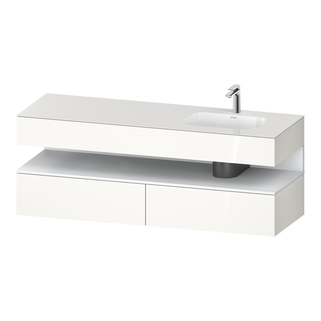 Duravit Set meuble lavabo encastré Qatego 160x50x60cm, Kon-WTU, blanc mat/blanc brillant