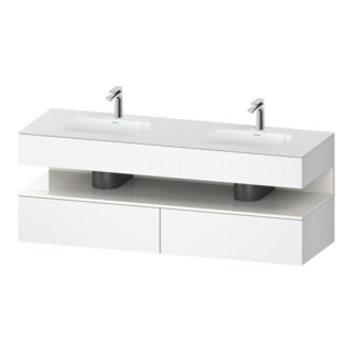 Duravit Set meuble lavabo encastré Qatego 160x55x60cm, sous-lavabo console, blanc hgl/blanc ma