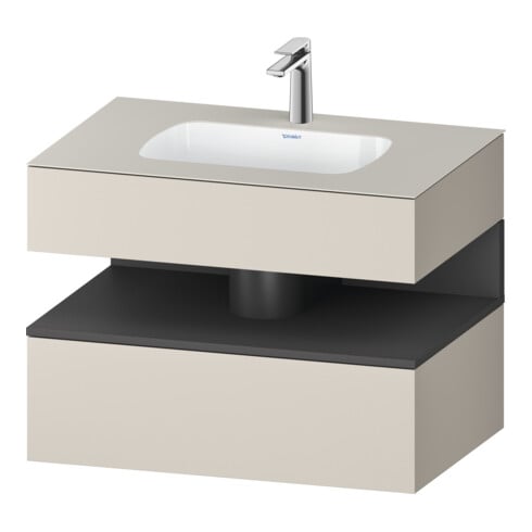 Duravit Set meuble lavabo encastré Qatego 80x55x60 cm, graphite/mat taupe, sous-lavabo console