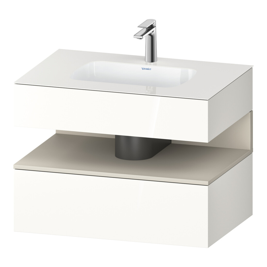 Duravit Set meuble lavabo encastré Qatego 80x55x60 cm, T m/blc brillant, meuble console