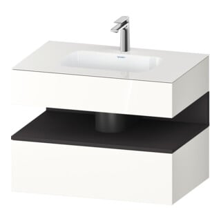Duravit Set meuble sous-lavabo encastré Qatego 80x55x60cm, gris m/blanc brillant