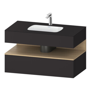 Duravit Set meuble vasque encastrable Qatego 100x55x60cm, E na/gris mat, console sous-vasque