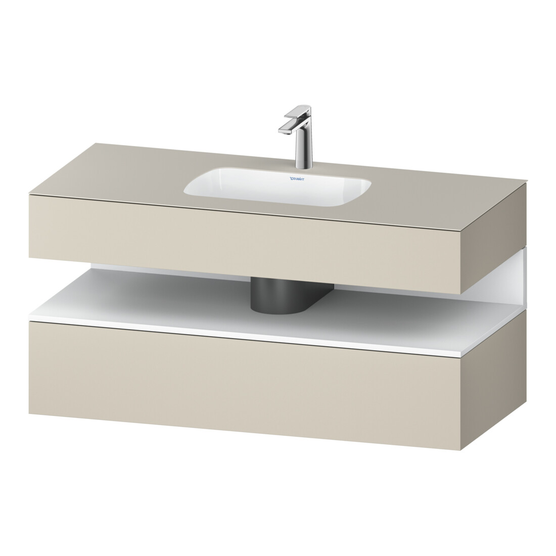 Duravit Set meuble vasque encastrable Qatego 120x55x60cm, blanc mat/taupe mat, sous-vasque console