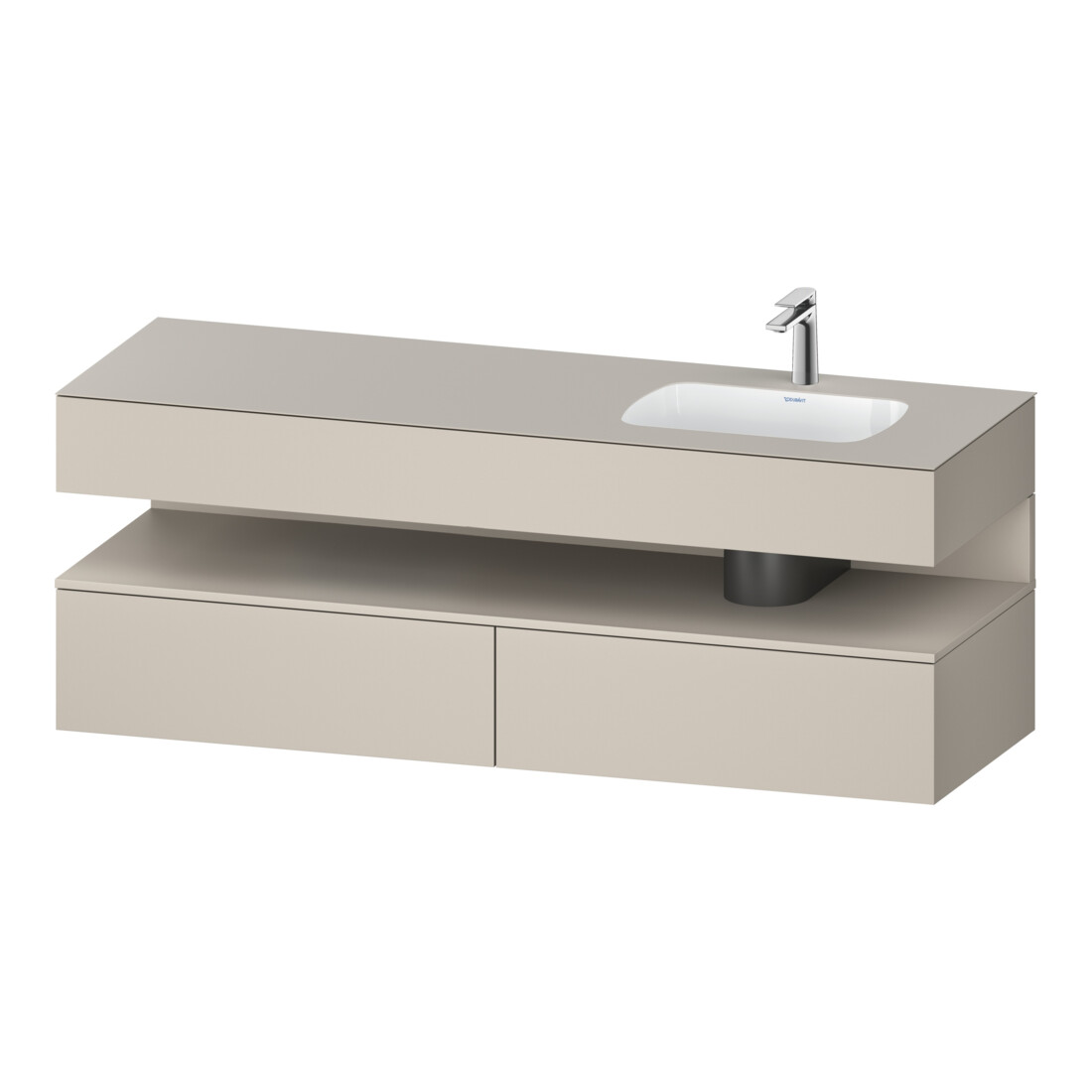 Duravit Set meuble vasque encastré Qatego 160x50x60 cm, Kon-WTU, lavabo à droite, taupe mat