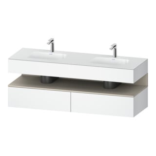 Duravit Set meuble vasque encastré Qatego 160x55x60 cm, Kon-WTU, taupe mat/blanc
