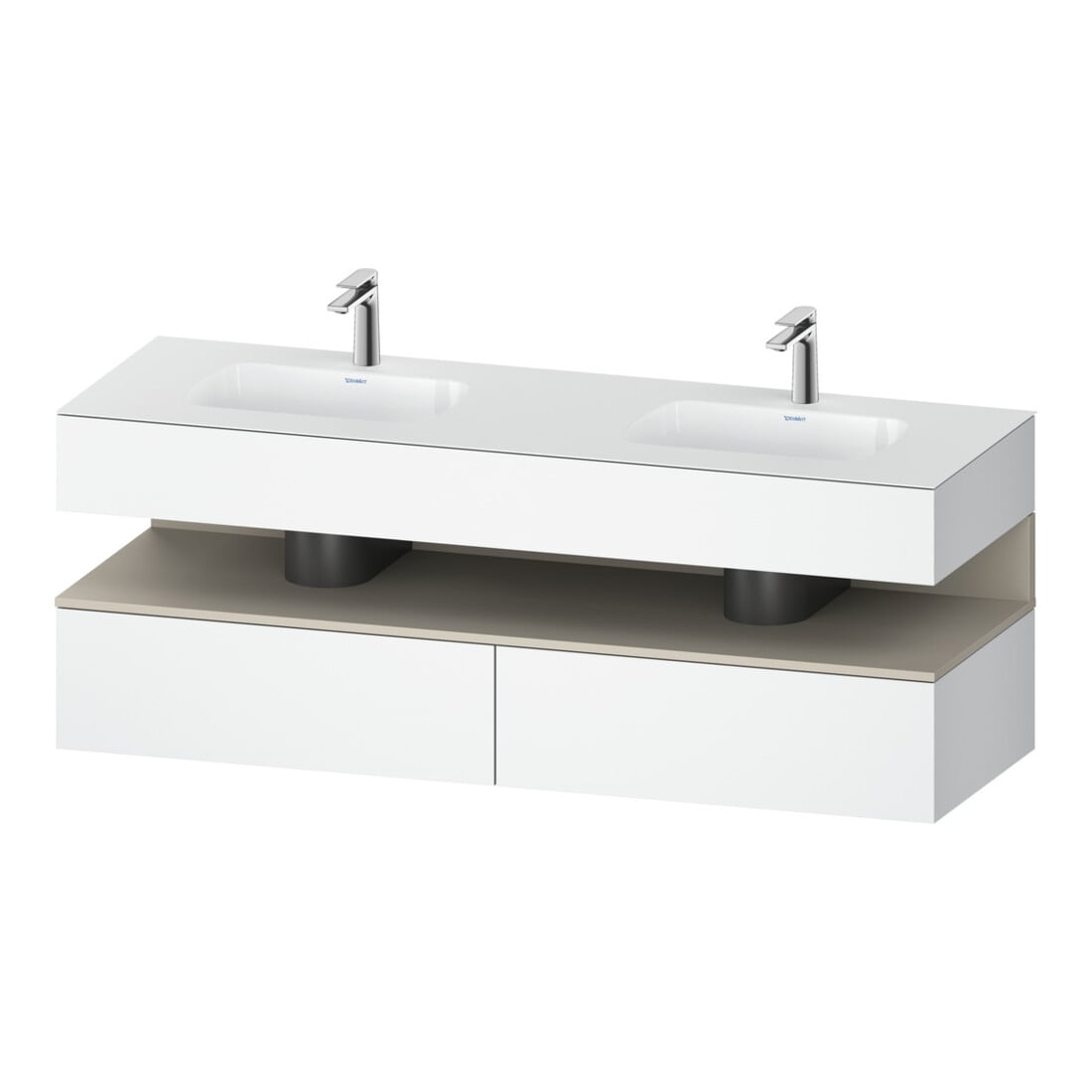 Duravit Set meuble vasque encastré Qatego 160x55x60 cm, Kon-WTU, taupe mat/blanc