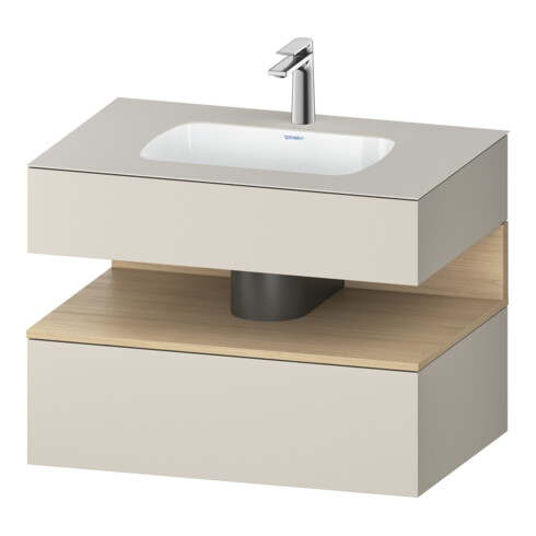 Duravit Set meuble vasque encastré Qatego 80x55x60 cm, E nat/taupe ma, console sous-vasque