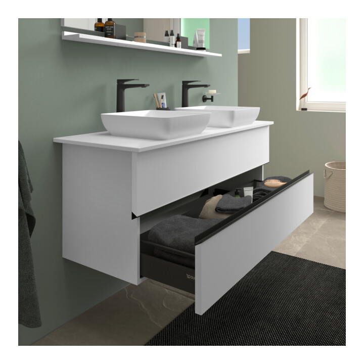 Duravit Sivida meuble sous vasque sur pied noir 131,5x54,8x47,5 cm, 2 tiroirs