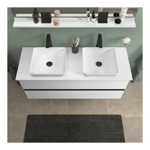 Duravit Sivida meuble sous vasque sur pied noir 131,5x54,8x47,5 cm, 2 tiroirs