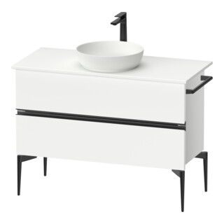 Duravit Sivida Sous-meuble console lavabo sur pied 104,5x54,8x47,5 cm, blanc mat, 2 tiroirs, grand, noir