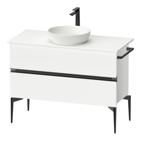 Duravit Sivida Sous-meuble console lavabo sur pied 104,5x54,8x47,5 cm, blanc mat, 2 tiroirs, grand, noir