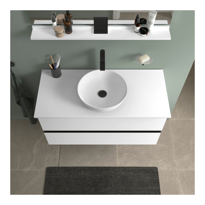 Duravit Sivida Sous-meuble console lavabo sur pied 104,5x54,8x47,5 cm, blanc mat, 2 tiroirs, grand, noir