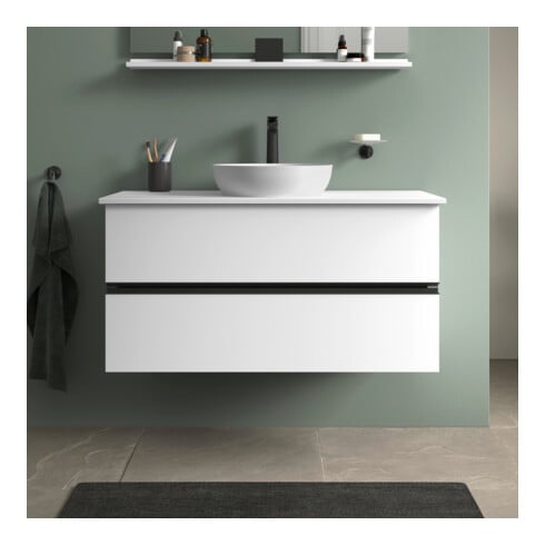 Duravit Sivida Sous-meuble console lavabo sur pied 104,5x54,8x47,5 cm, blanc mat, 2 tiroirs, grand, noir