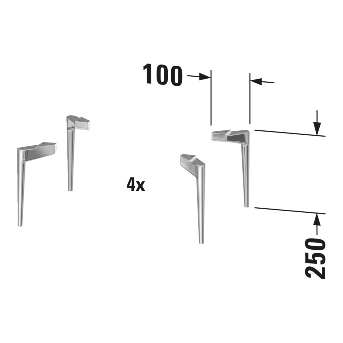Duravit Sockelfuß Sivida 4 F., boden, f Waschtischunterschrank, chrom