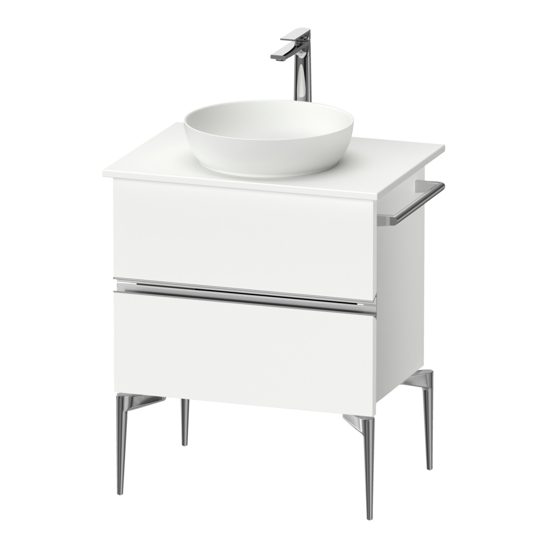 Duravit Sous-meuble console au sol Sivida 64,5x54,8x47,5cm, blanc mat, 2 tiroirs, grand chr