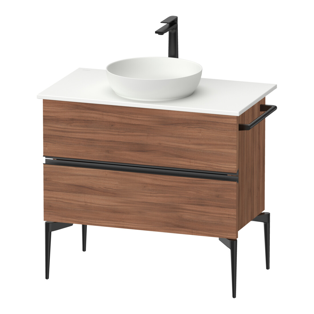 Duravit Sous-meuble console au sol Sivida 84,5x54,8x47,5 cm, N N, 2 tiroirs, noir mat