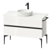 Duravit Sous-meuble console de lavabo au sol Sivida 104,5x54,8x47,5 cm, blanc, 2 tiroirs, taille S, noir-1