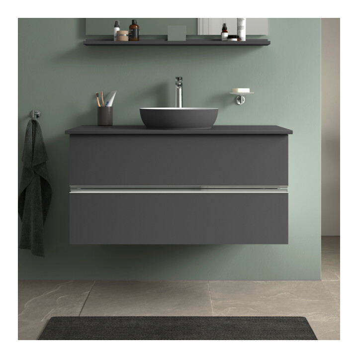 Duravit Sous-meuble console de lavabo au sol Sivida 104,5x54,8x47,5 cm, gris, 2 tiroirs, G c