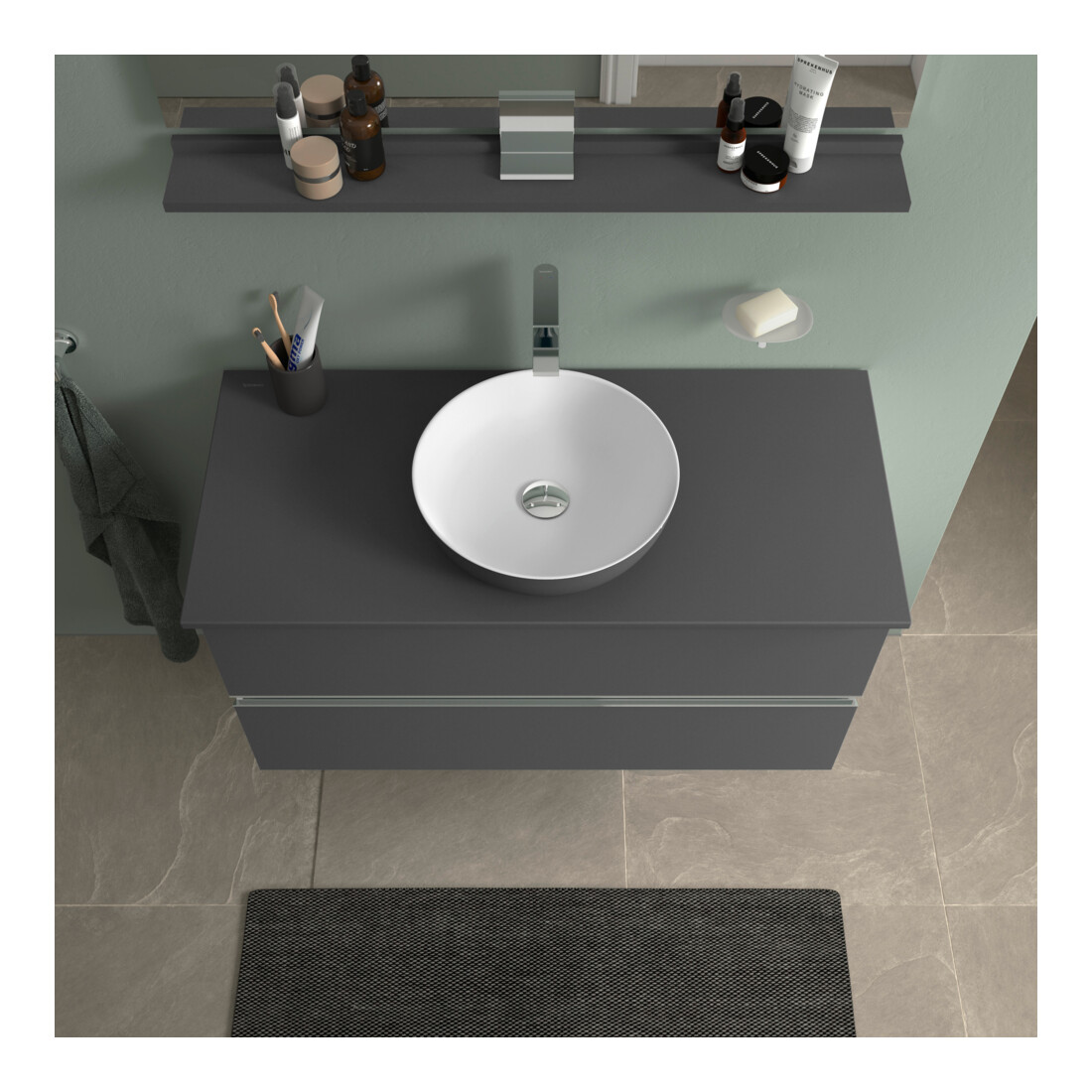 Duravit Sous-meuble console de lavabo au sol Sivida 104,5x54,8x47,5 cm, gris, 2 tiroirs, G c