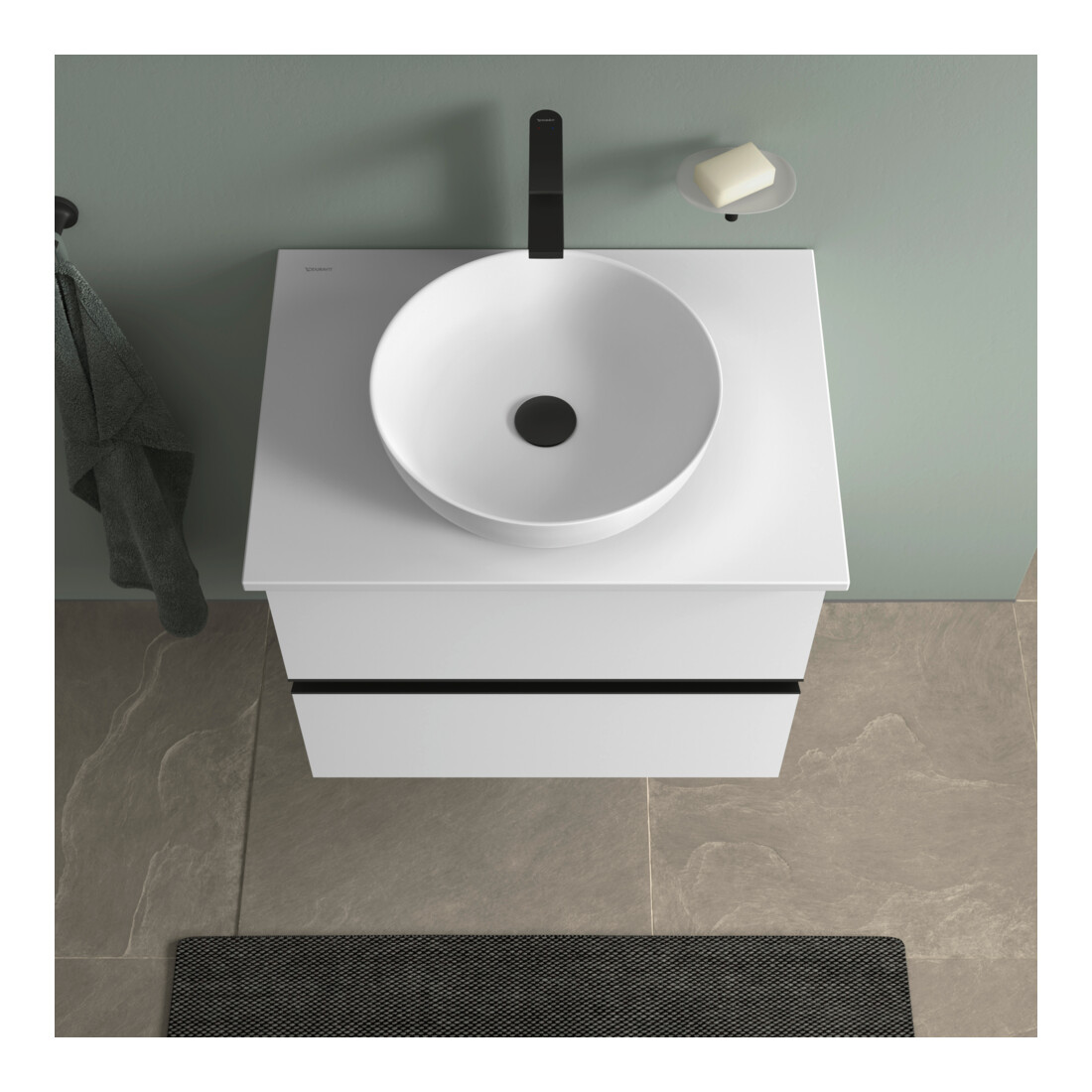 Duravit Sous-meuble console de lavabo au sol Sivida 64,5x54,8x47,5 cm, blanc mat, 2 tiroirs, taille S