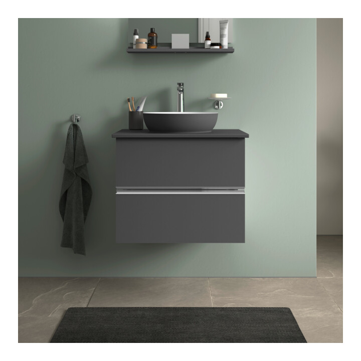 Duravit Sous-meuble console de lavabo au sol Sivida 64,5x54,8x47,5 cm, gris, 2 tiroirs, G chr