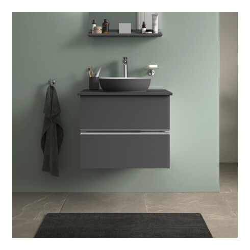 Duravit Sous-meuble console de lavabo au sol Sivida 64,5x54,8x47,5 cm, gris, 2 tiroirs, G chr