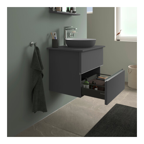 Duravit Sous-meuble console de lavabo au sol Sivida 64,5x54,8x47,5 cm, gris, 2 tiroirs, G chr
