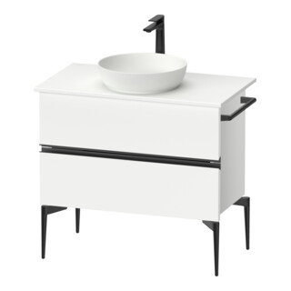 Duravit Sous-meuble console de lavabo au sol Sivida 84,5x54,8x47,5cm, blanc mat, 2 tiroirs, taille noire