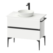 Duravit Sous-meuble console de lavabo au sol Sivida 84,5x54,8x47,5cm, blanc mat, 2 tiroirs, taille noire-1