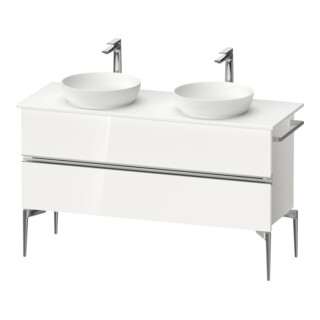 Duravit Sous-meuble console de lavabo au sol Sivida blanc, 131,5x54,8x47,5 cm, 2 tiroirs, Gr. chr
