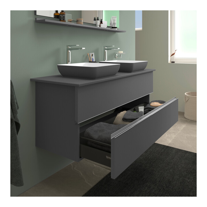 Duravit Sous-meuble console de lavabo au sol Sivida gris m, 131,5x54,8x47,5cm, 2 SBK, Gr. chr
