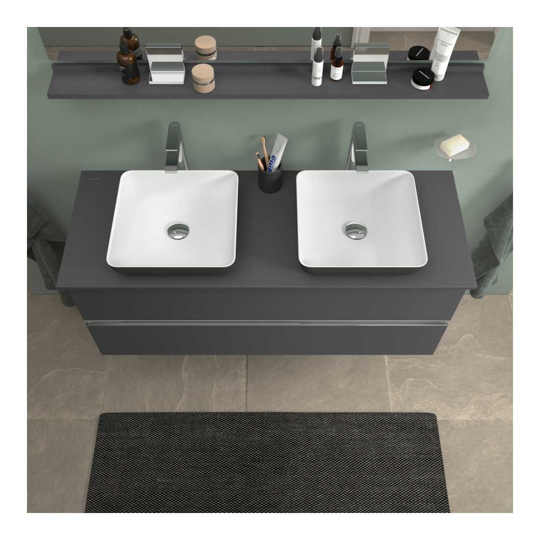 Duravit Sous-meuble console de lavabo au sol Sivida gris m, 131,5x54,8x47,5cm, 2 SBK, Gr. chr