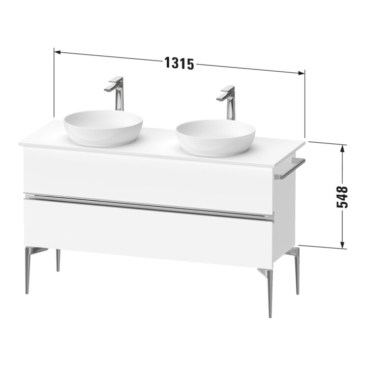Duravit Sous-meuble console de lavabo au sol Sivida gris m, 131,5x54,8x47,5cm, 2 SBK, Gr. sw