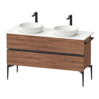 Duravit Sous-meuble console de lavabo au sol Sivida N N, 131,5x54,8x47,5 cm, 2 tiroirs, col. noir