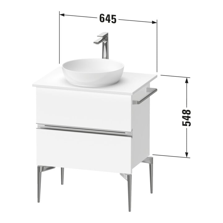 Duravit Sous-meuble console posé au sol Sivida 64,5x54,8x47,5cm, 2 tiroirs, noir mat