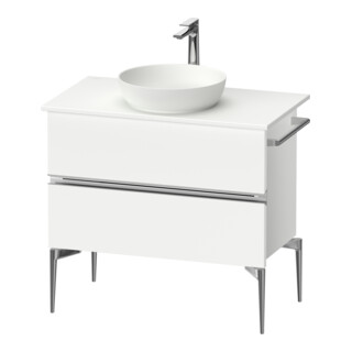 Duravit Sous-meuble console posé au sol Sivida 84,5x54,8x47,5 cm, blanc mat, 2 tiroirs, grande chromé