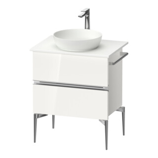 Duravit Sous-meuble console pour lavabo au sol Sivida 64,5x54,8x47,5 cm, blanc, 2 tiroirs, grand chromé