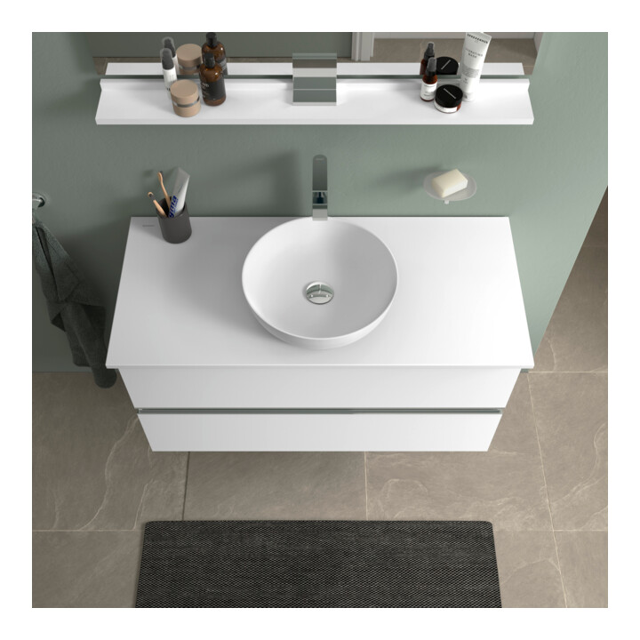 Duravit Sous-meuble console Sivida 104,5x54,8x47,5 cm, blanc mat, 2 tiroirs, chrome G