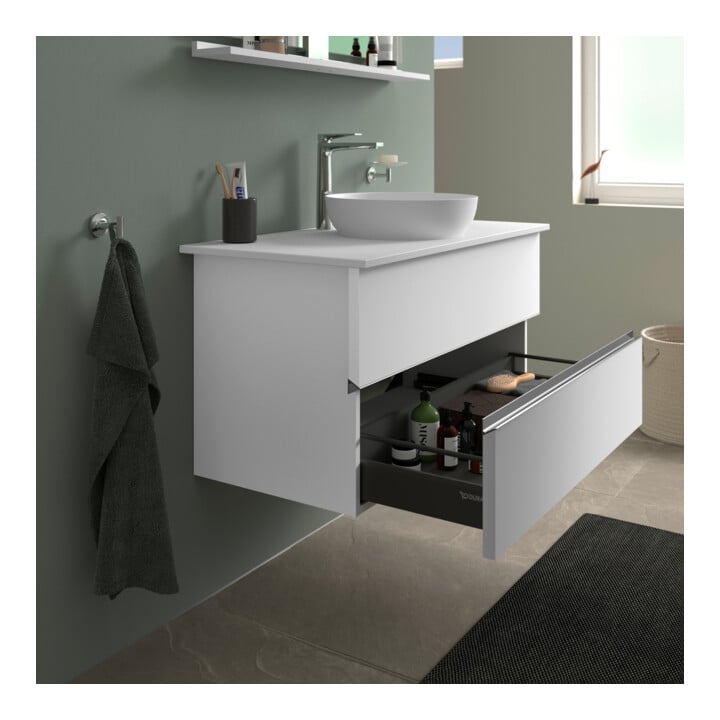 Duravit Sous-meuble console Sivida 104,5x54,8x47,5 cm, blanc mat, 2 tiroirs, chrome G