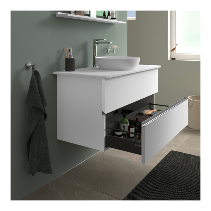 Duravit Sous-meuble console Sivida 104,5x54,8x47,5 cm, blanc mat, 2 tiroirs, chrome G