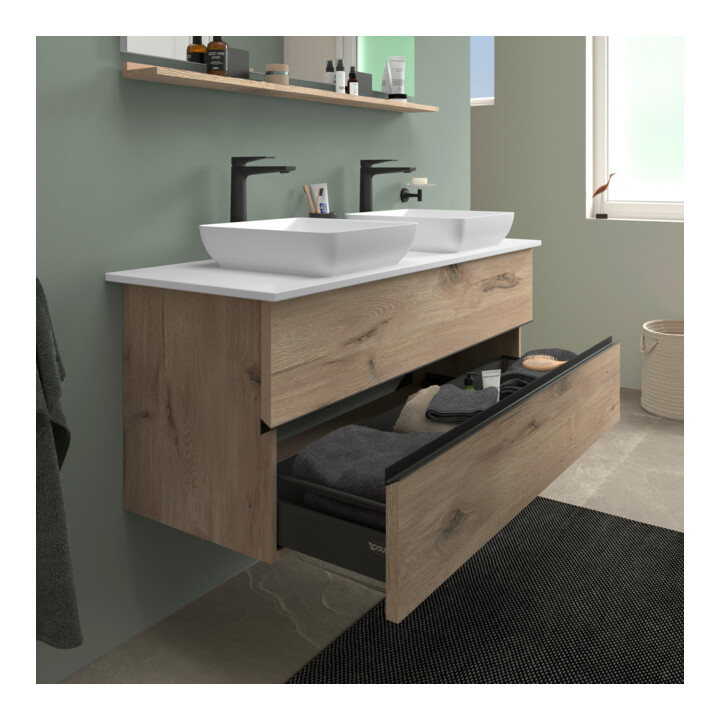 Duravit Sous-meuble console Sivida E Ma., 131,5x54,8x47,5 cm, 2 tiroirs, noir mat