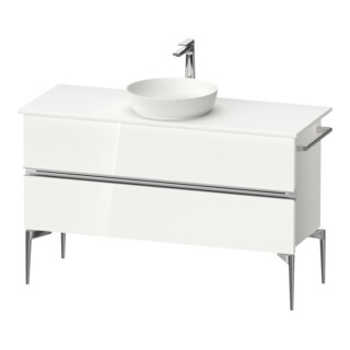Duravit Sous-meuble console sur pied Sivida 124,5x54,8x47,5 cm, blanc, 2 tiroirs, chrome G