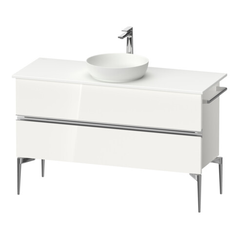Duravit Sous-meuble console sur pied Sivida 124,5x54,8x47,5 cm, blanc, 2 tiroirs, chrome G