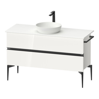 Duravit Sous-meuble lavabo sur pied Sivida 124,5x54,8x47,5 cm, blanc, 2 tiroirs, taille S, noir