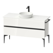 Duravit Sous-meuble lavabo sur pied Sivida 124,5x54,8x47,5 cm, blanc, 2 tiroirs, taille S, noir-1