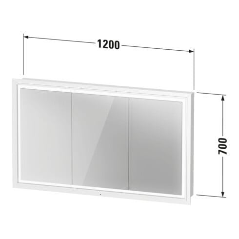 Duravit Spanplattenschraube mit Türanschlag L-Cube LED, 120x70x15,5cm, weiß matt